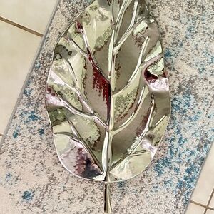 Source Unknown Silver Leaf Decorative Tray